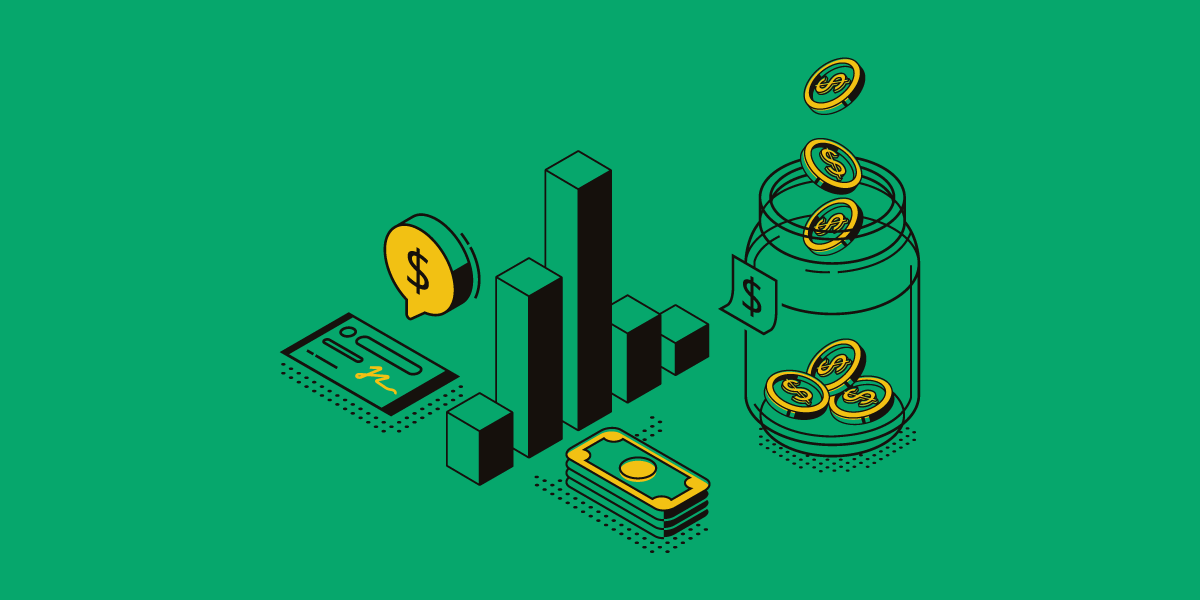 illustration of money and cash jar